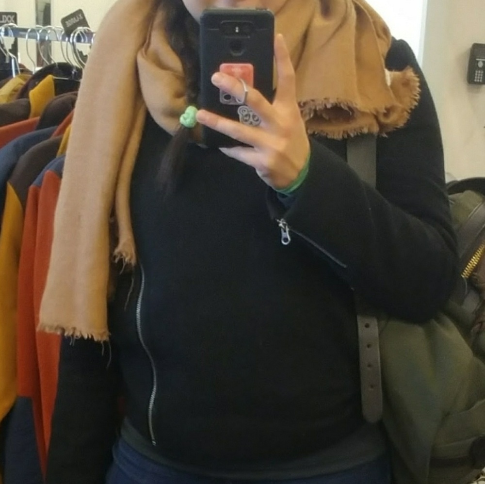 Calvin Klein wool blend black moto assymetric jacket